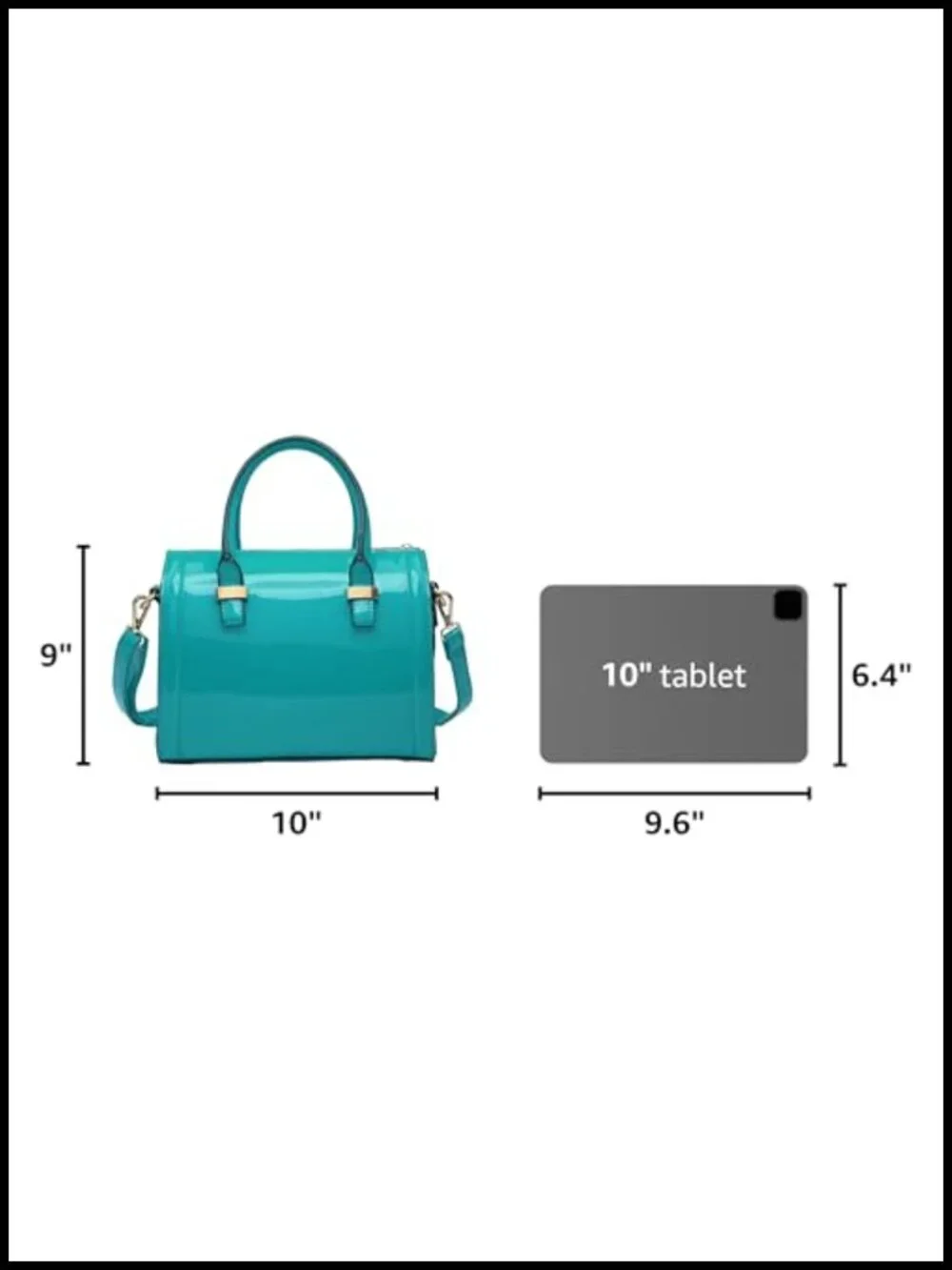 Shiny Patent Faux Leather Barrel Top Handle Satchel Shoulder Bag
